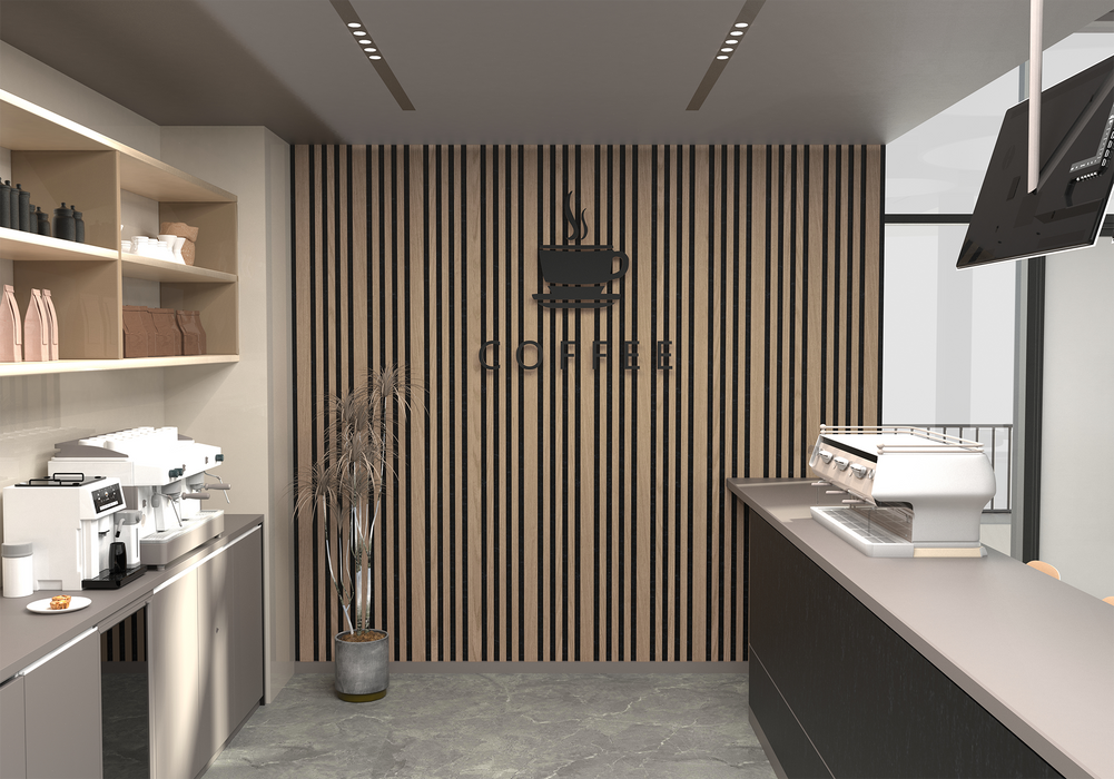 8FT Staggered Acoustic Panel - Smoked Oak