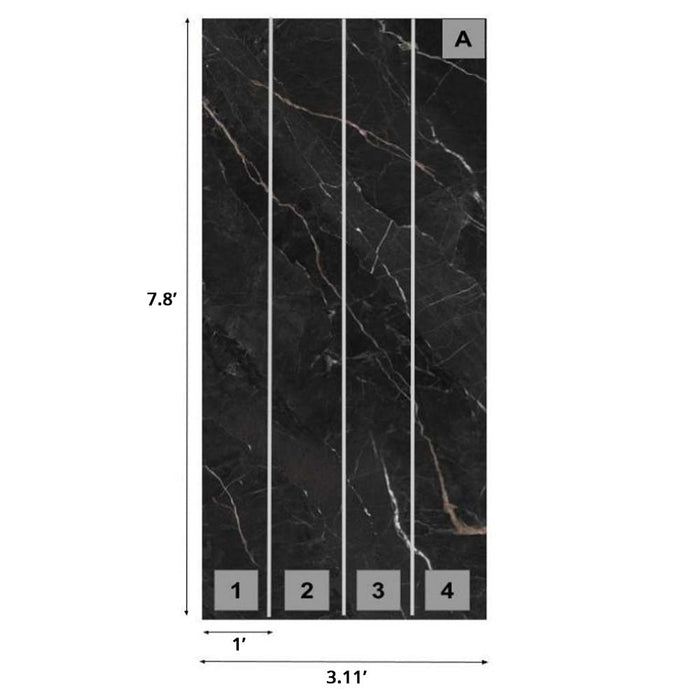 Marble Look Wall Panels, Noir Saint Laurent Marble Effect Wall Panels, Matte