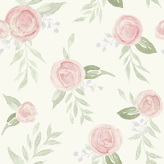 Watercolor Roses Premium Peel + Stick Wallpaper PSW1013RL