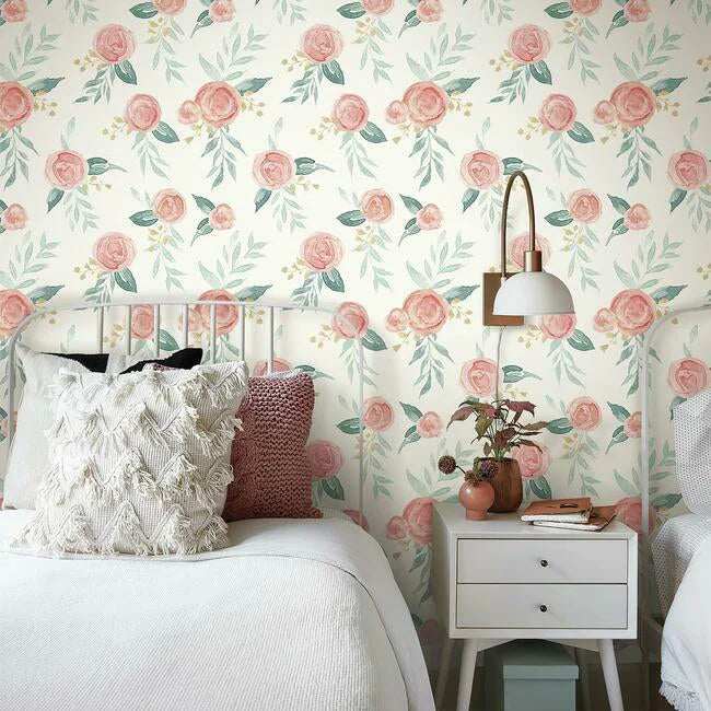 Watercolor Roses Premium Peel + Stick Wallpaper PSW1011RL