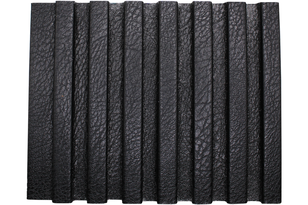 7 Stripe Fluted Leather Panel - Black (#521)