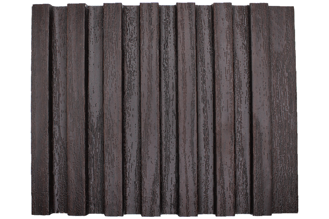 7 Stripe Fluted Leather Panel - Dark Wood (#604)