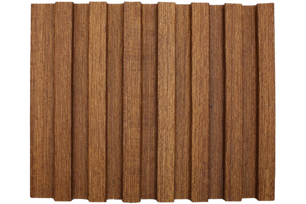 7 Stripe Fluted Leather Panel - Dark Oak Wood (#602)