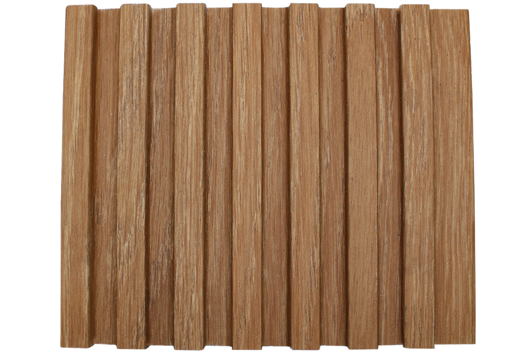 7 Stripe Fluted Leather Panel - Teak Wood (#603)