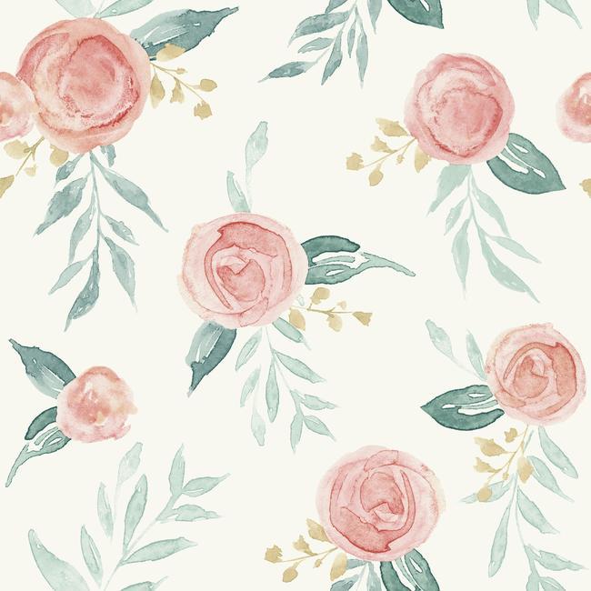 Watercolor Roses Premium Peel + Stick Wallpaper PSW1011RL